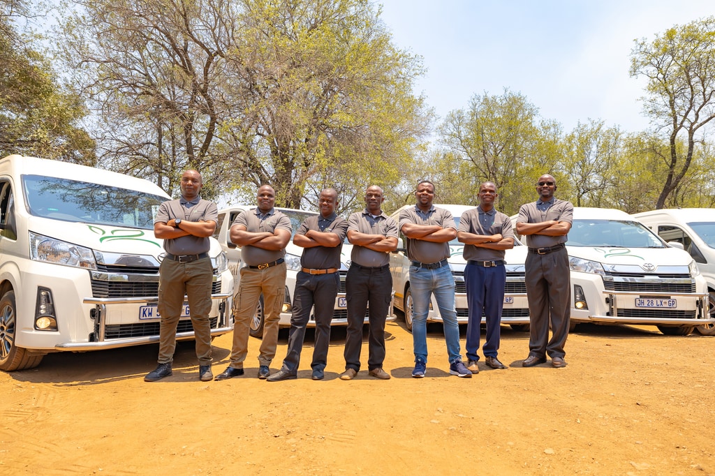 Transfer vehicle on the road to Welgevonden Game Reserve